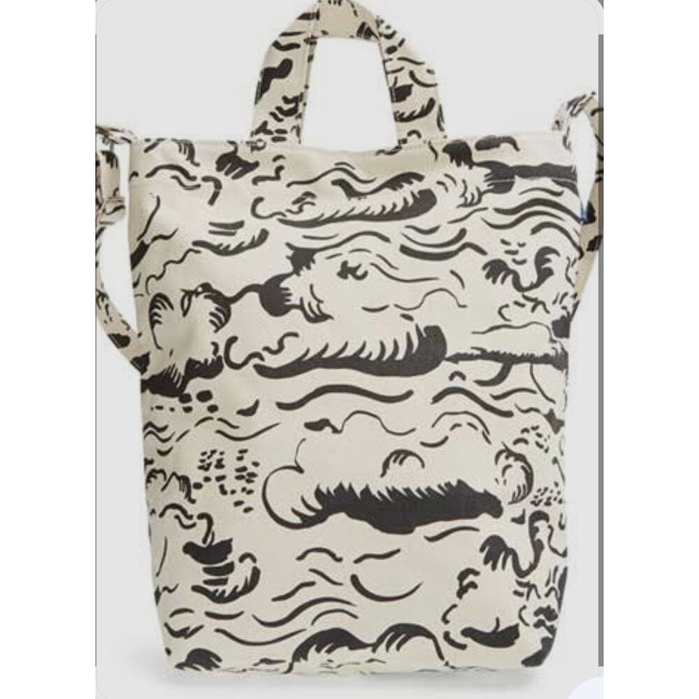Baggu Cotton Duck Bag Tote Natural Cloud Black Waves Minimalist Collectible Rare - Picture 2 of 8